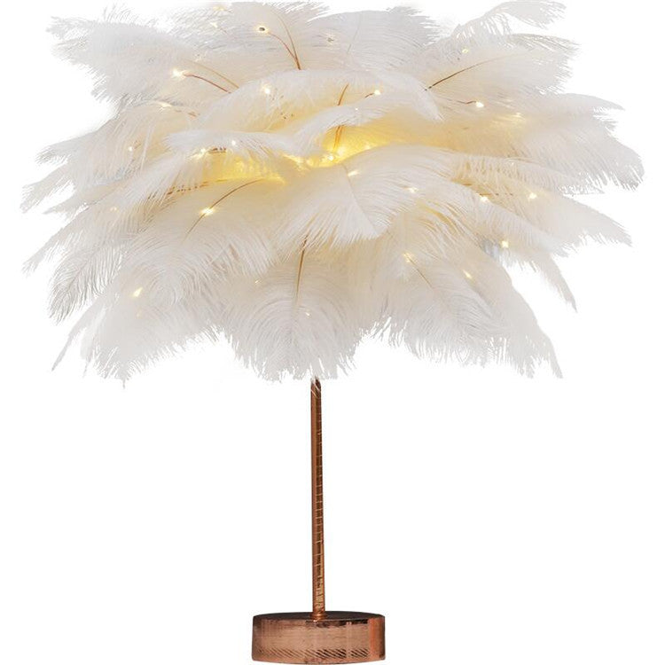 Feather Lamp Nordic Desk Lamp European-Style Bedroom Bedside Feather Table Lamp Night Light Table Lamp Decoration Modern Thecoolix