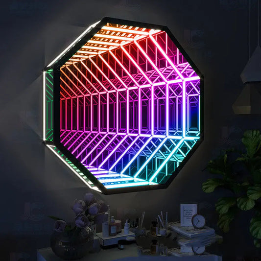 Modern Creative Abyss Melaleuca Mirror Colorful Wall Lamp Octagon Thecoolix