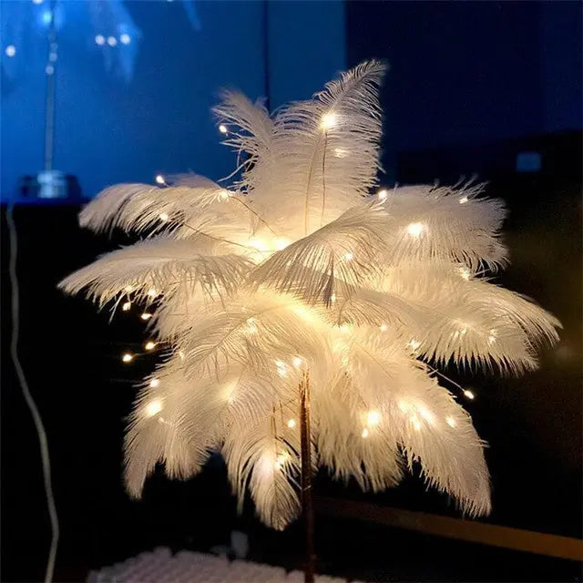 Feather Lamp Nordic Desk Lamp European-Style Bedroom Bedside Feather Table Lamp Night Light Table Lamp Decoration Modern Thecoolix